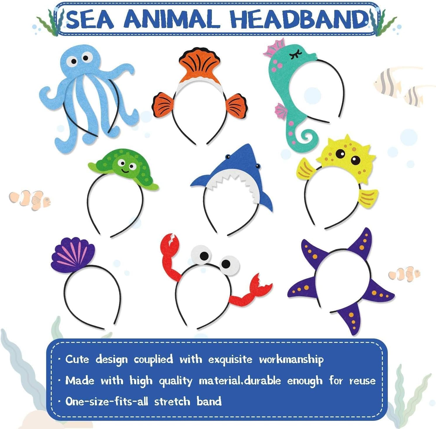Ciyvolyeen 12Pcs Sea Animal Party Headbands