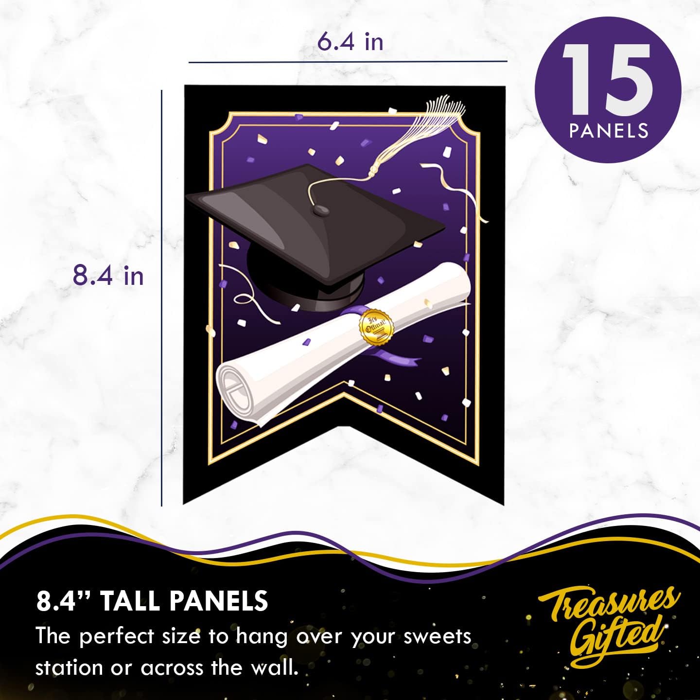 Treasures Gifted Purple Graduation Decorations Set of 3