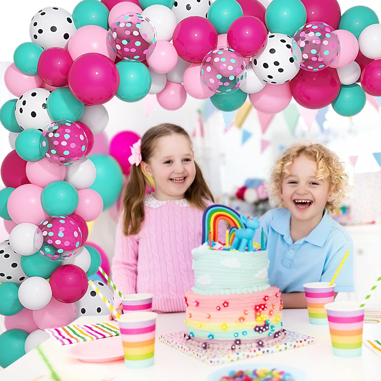 142Pcs Surprise Party Balloons Garland Kit with 5 Tools