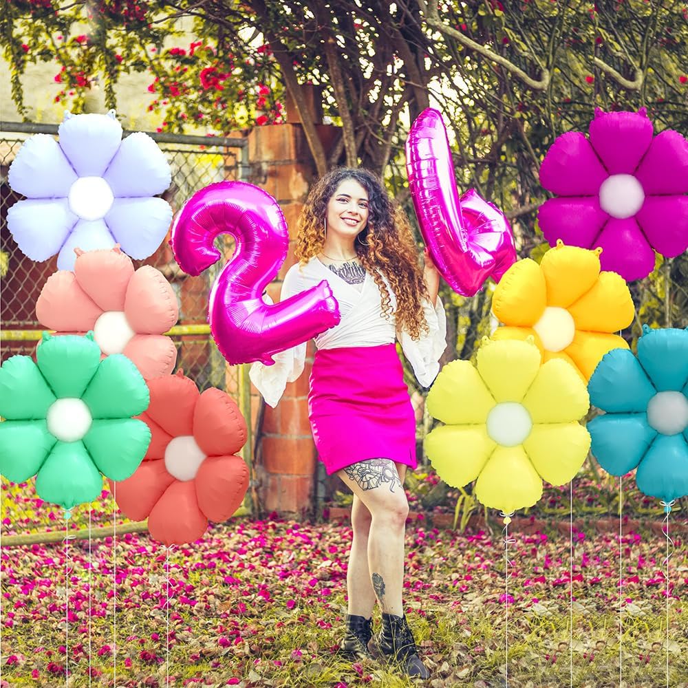 Colorful Daisy Flower Balloons Garland 8 Pack