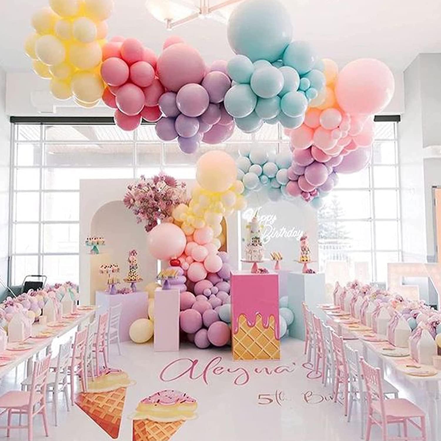 Pastel Balloons Garland Arch Kit 143pcs Rainbow Birthday Party Decoration