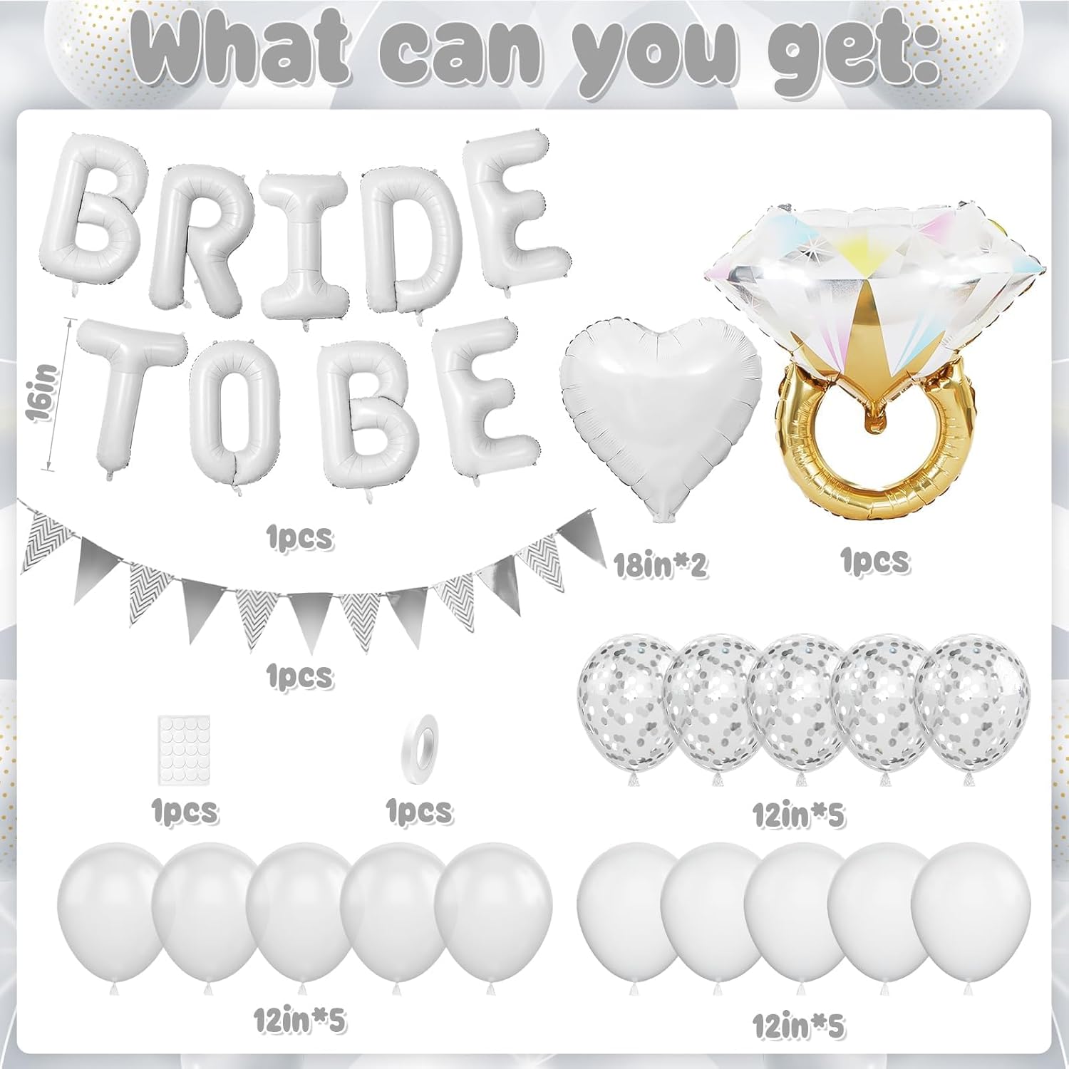 White Bachelorette Party Balloons Decorations Set