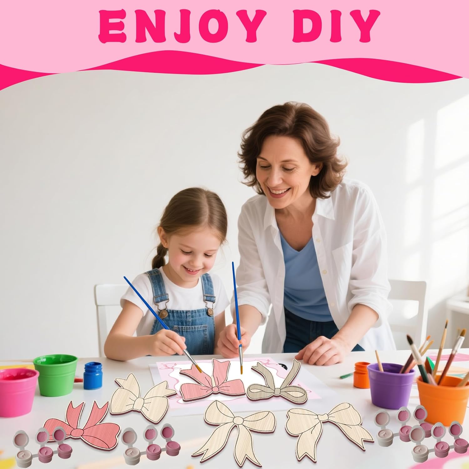 HABDJILTY 12 Pcs Pink Bow Party Favors DIY Craft Kits