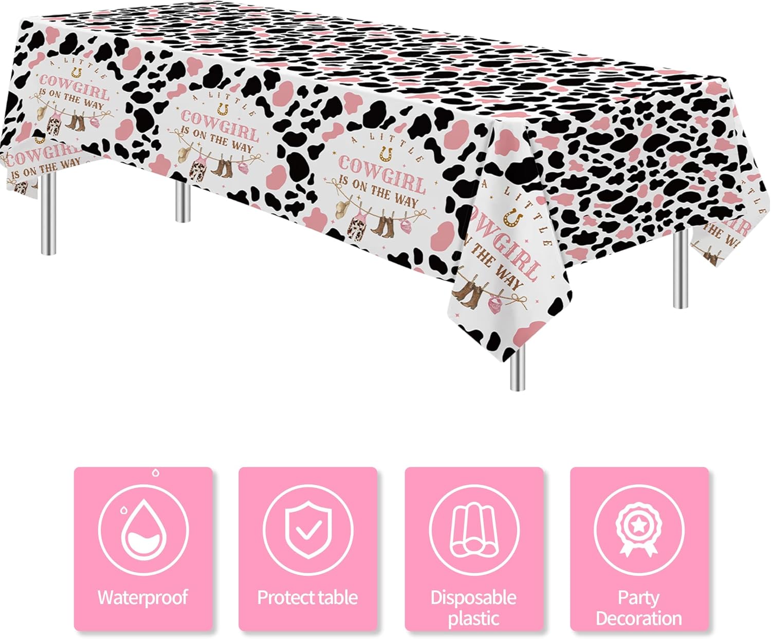 Xigejob Western Cowgirl Baby Shower Tablecloths - 3 Pack