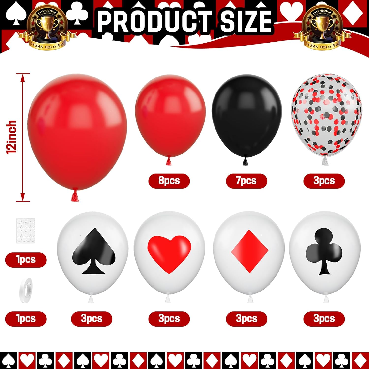 Poker Balloons 30Pcs Casino Theme Party Decorations