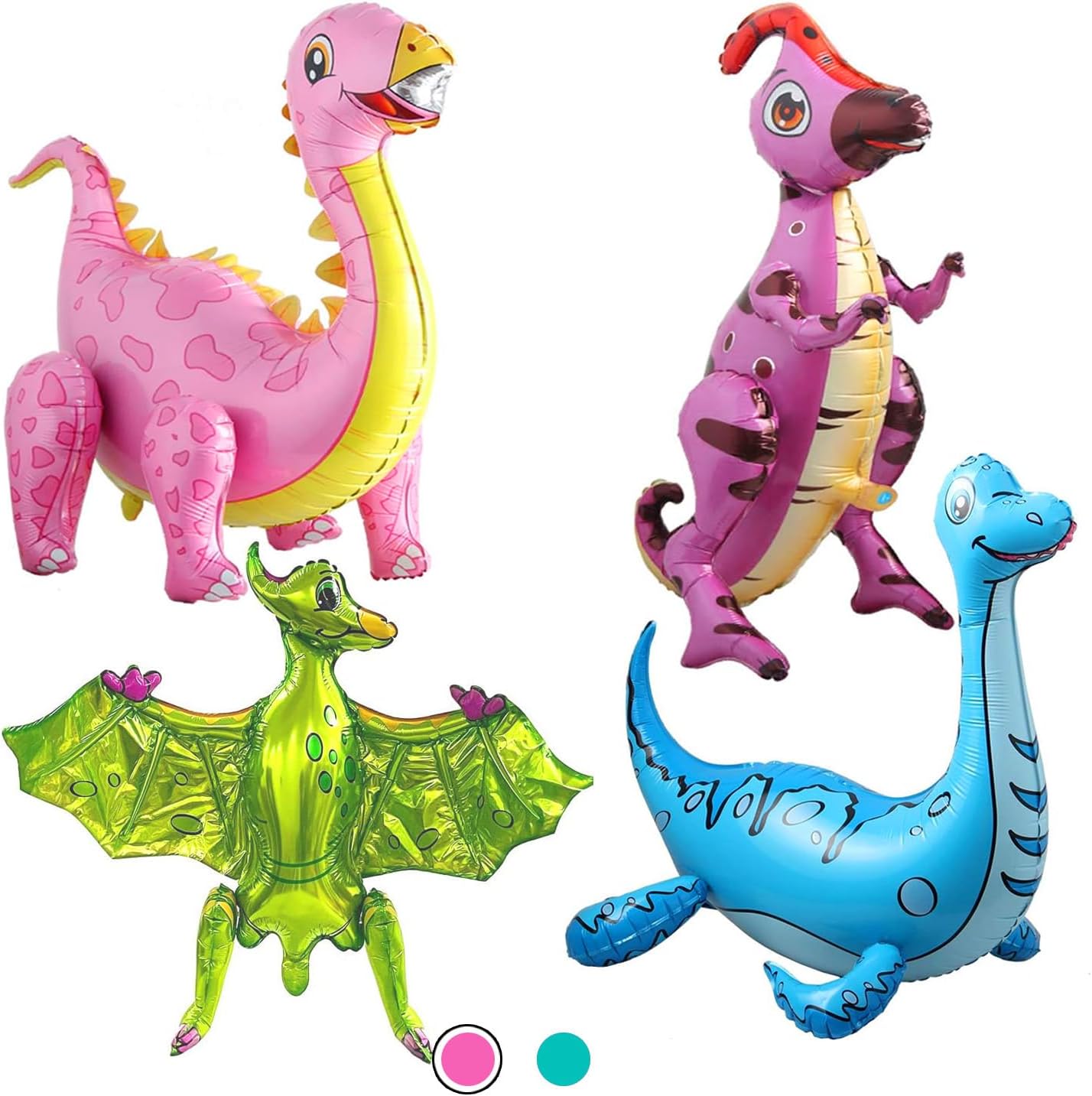 4Pack Giant 3D Dinosaur Balloons for Birthday Party Decorations