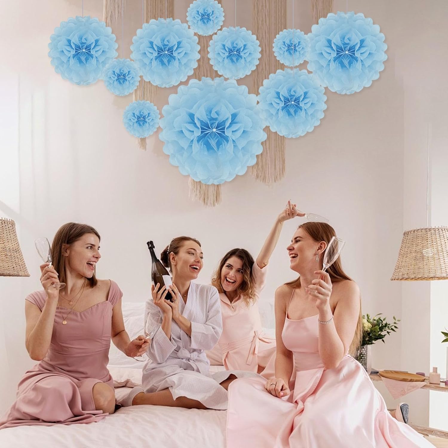 Baby Blue Tissue Paper Pom Poms 20 Piece Set