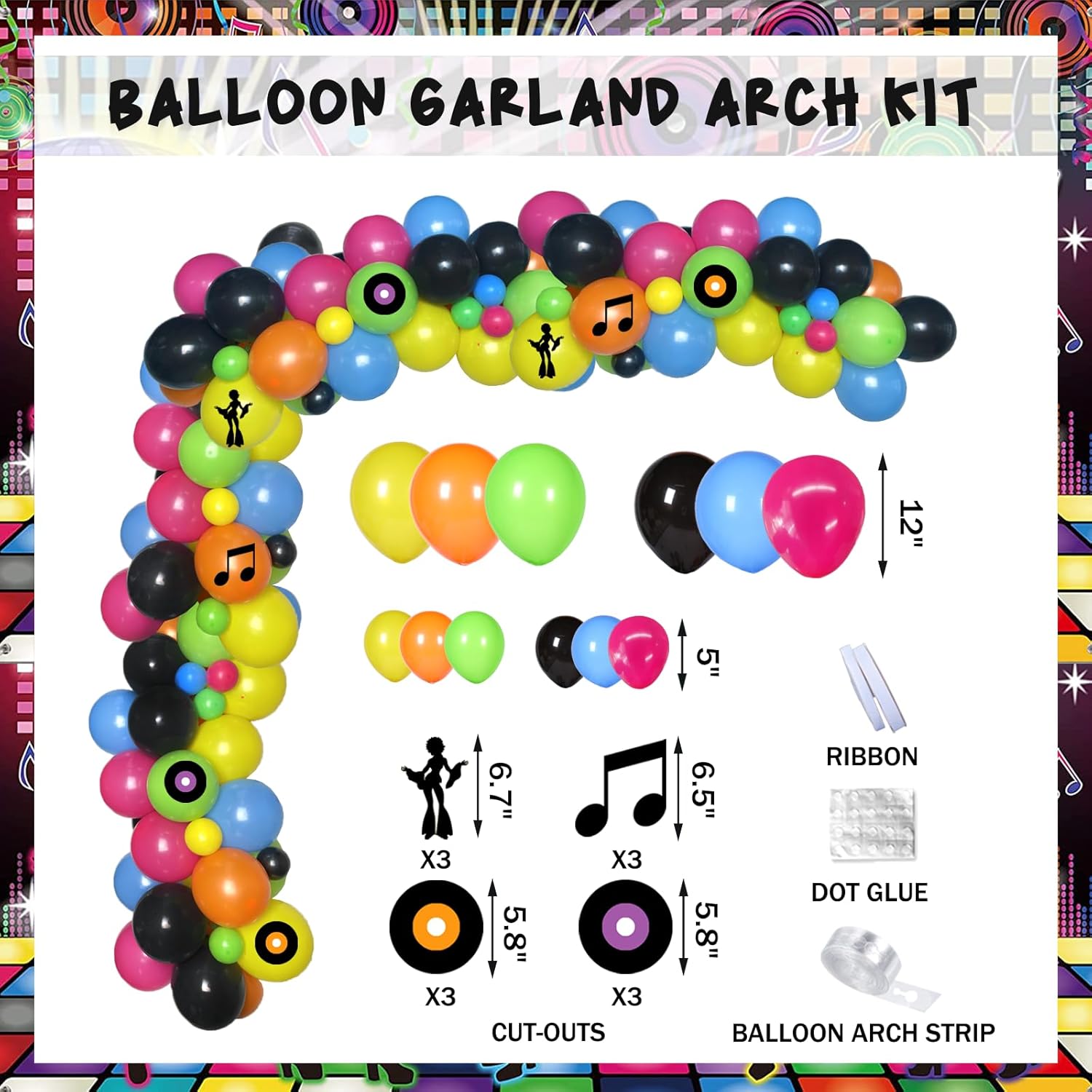70s Party Decor Kit with 118 Decor Items
