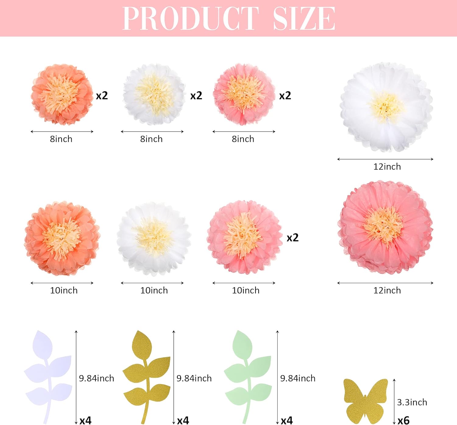 Dilunave 30 Piece Tissue Paper Flowers Decor Kit