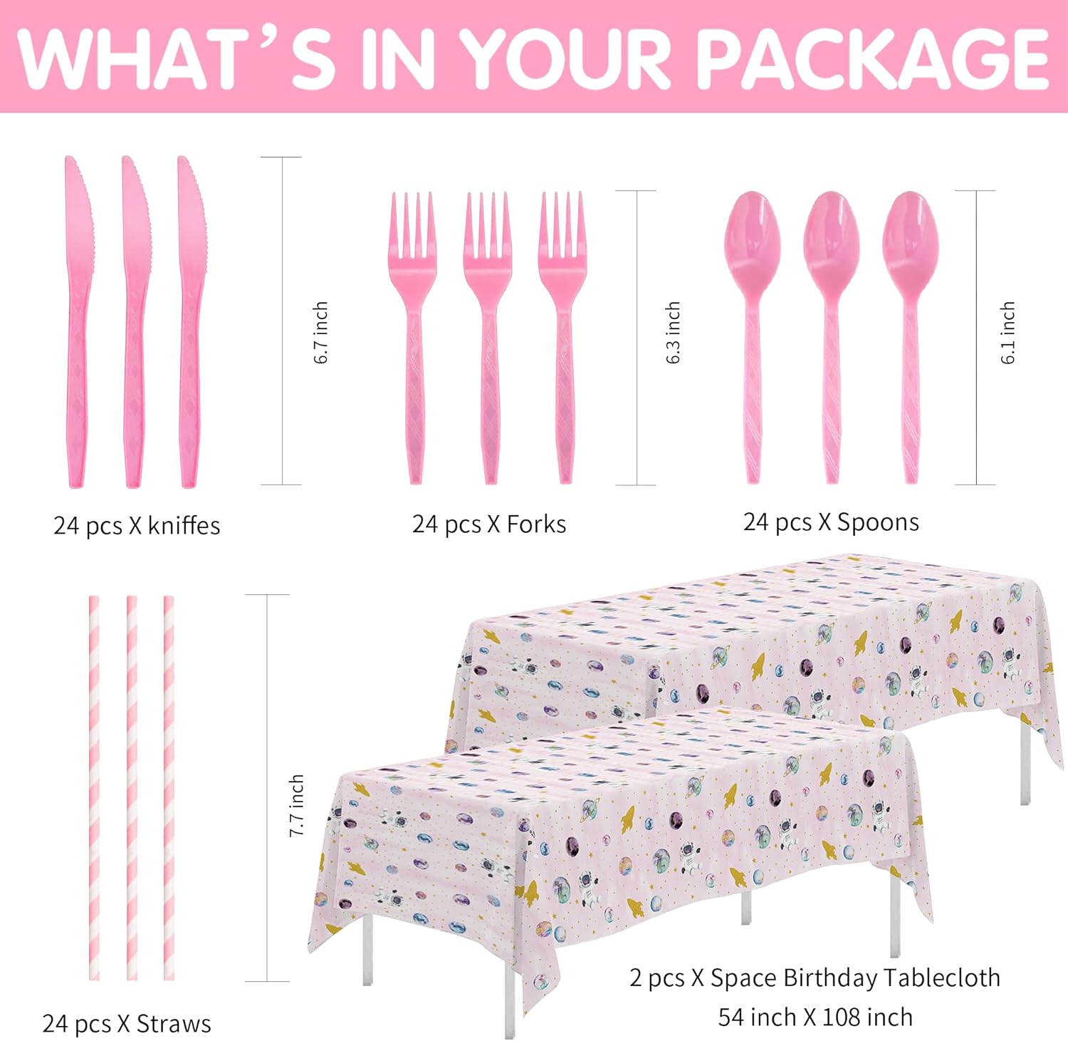 Space Birthday Party Set For Girl 24 Piece