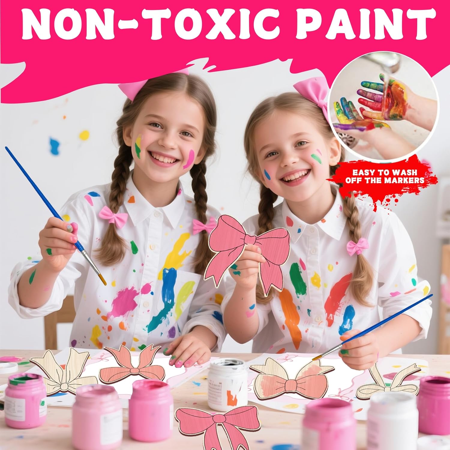 HABDJILTY 12 Pcs Pink Bow Party Favors DIY Craft Kits