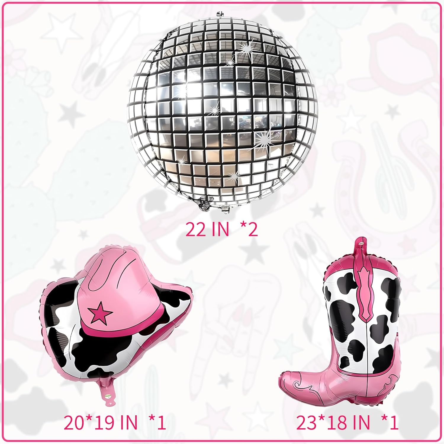 YQUQWN Disco Cowgirl Party Decorations 24PCS Hot Pink Balloons