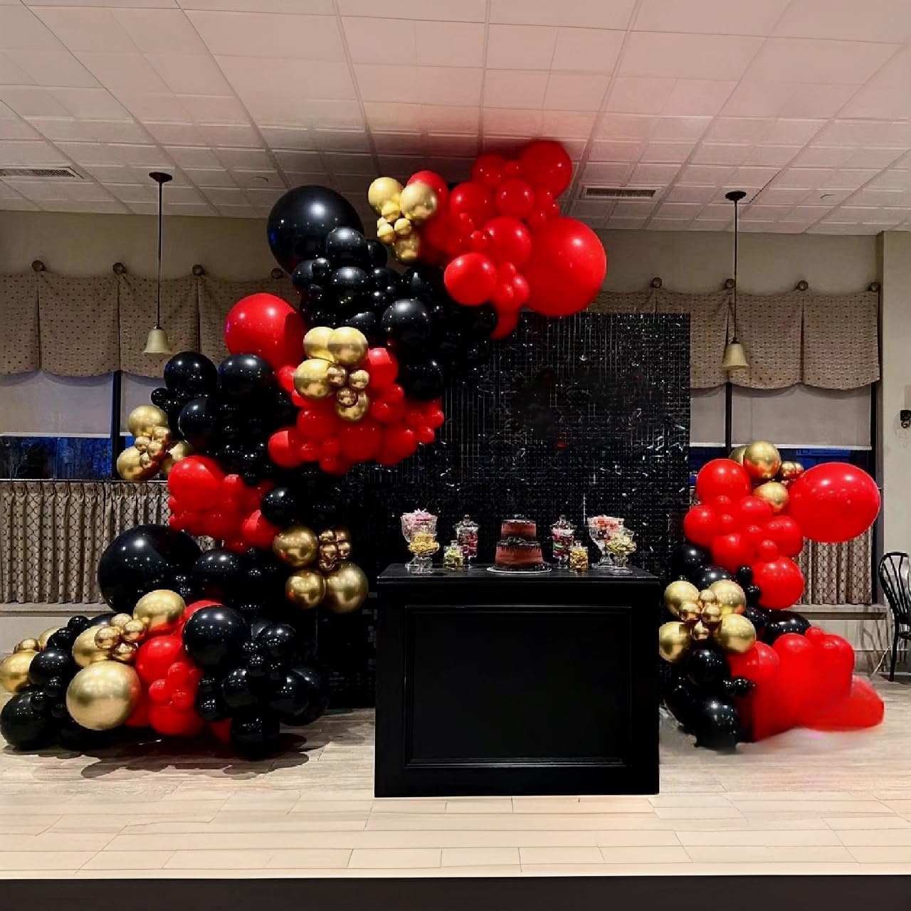 Red Black Gold Balloon Arch Kit 114PCS 4 Sizes for Party Decorations
