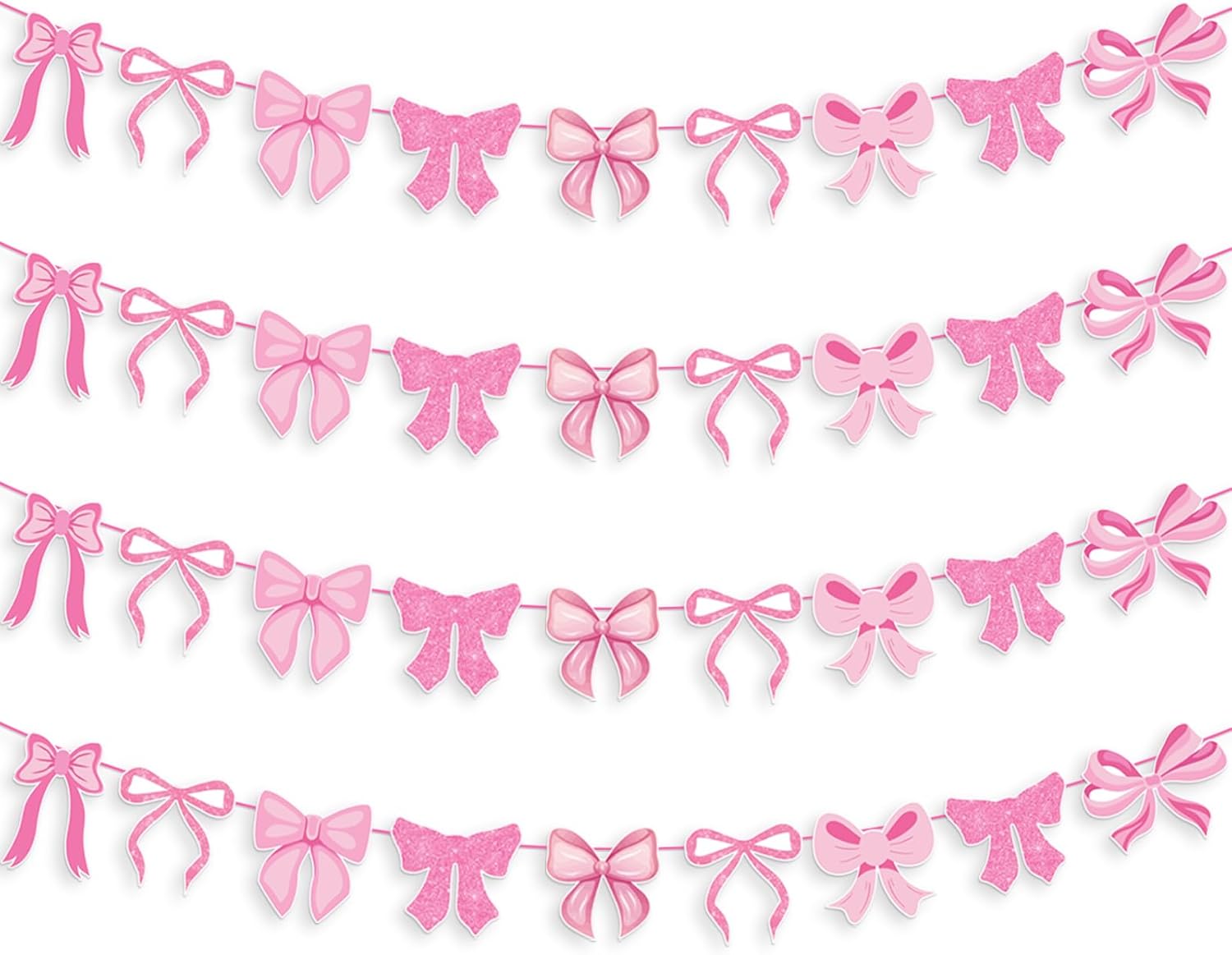 Pink Bow Garland Banner Decorations 4pcs Bow Party Decor