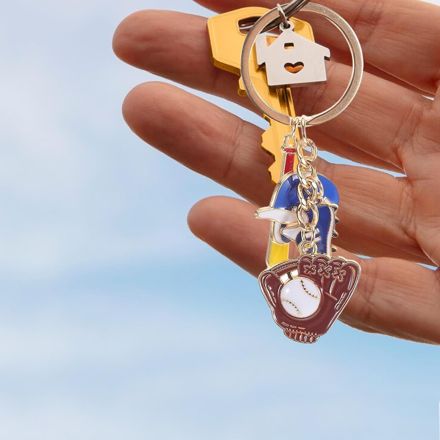LOGOFUN Mini Baseball Bat Keychain for Sports Fans