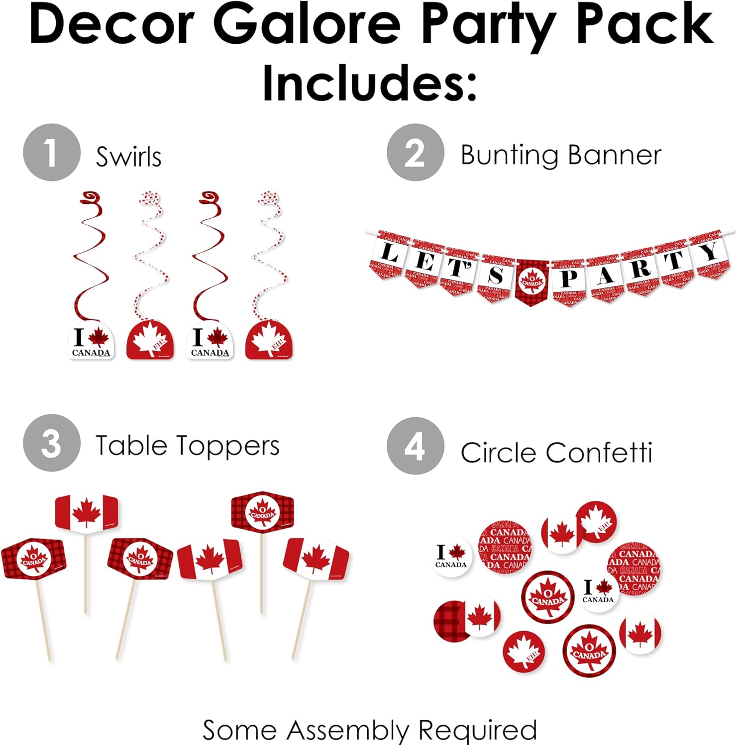 Big Dot of Happiness Canada Day Decor Kit - 51 Pieces