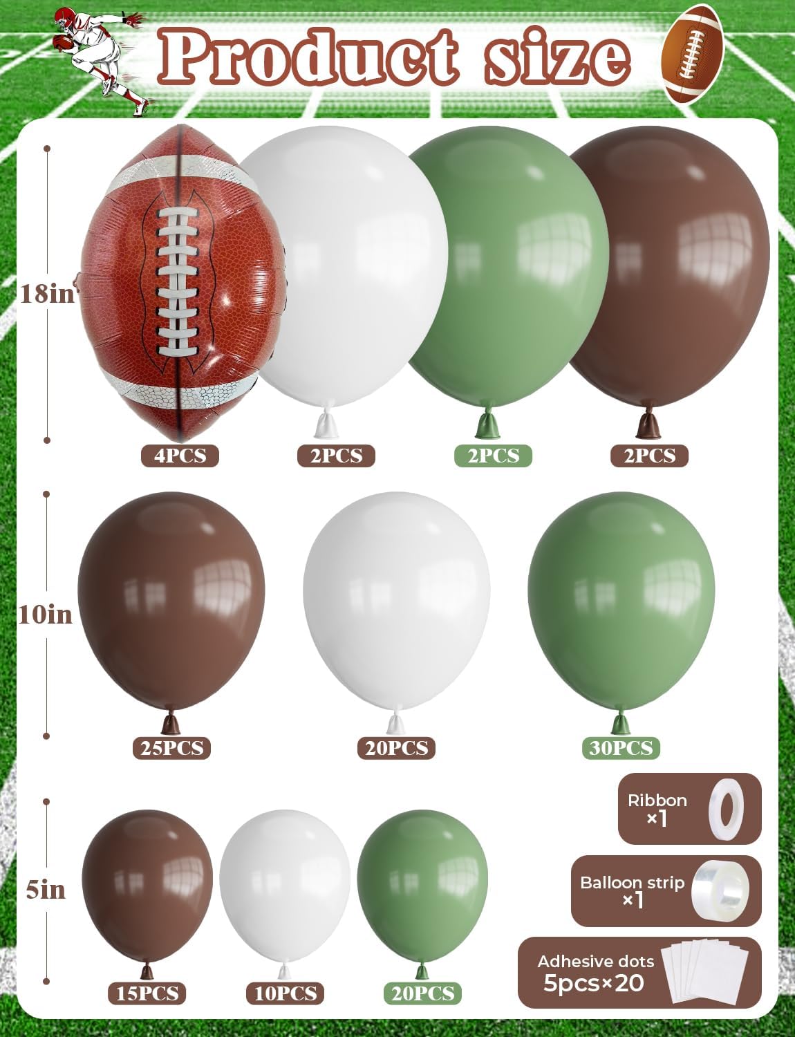 Football Balloon Garland Arch Kit 130pcs