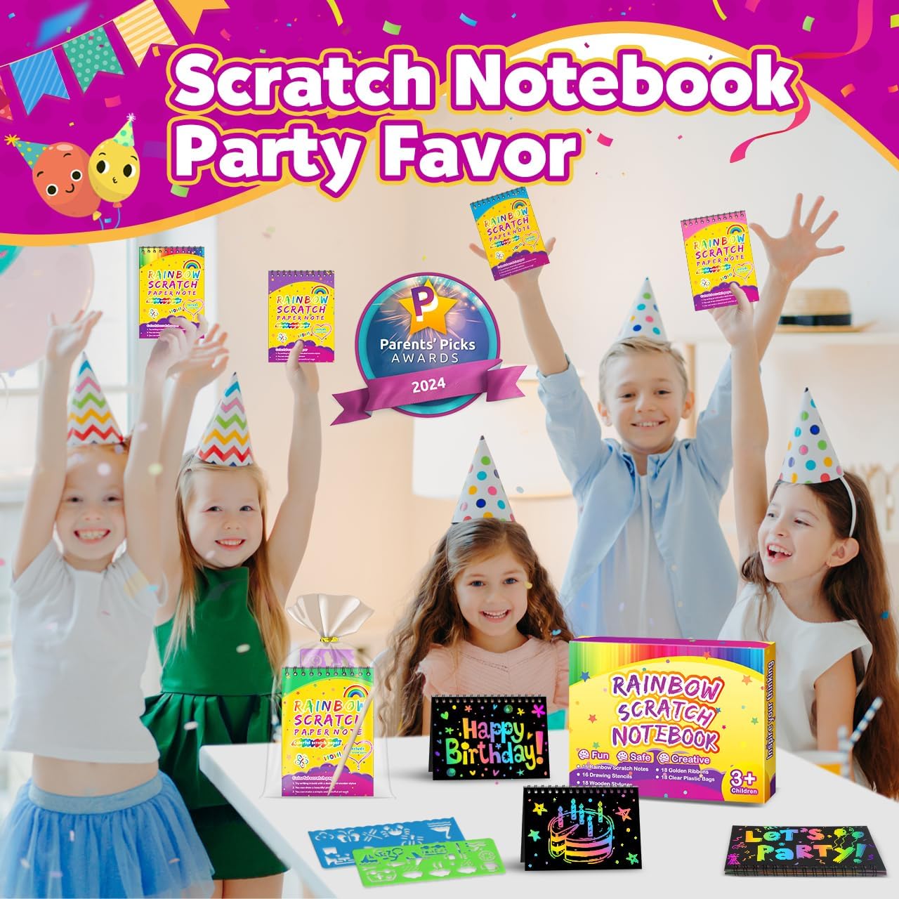 Pigipigi Kids Scratch Art Craft Kit 16 Pack