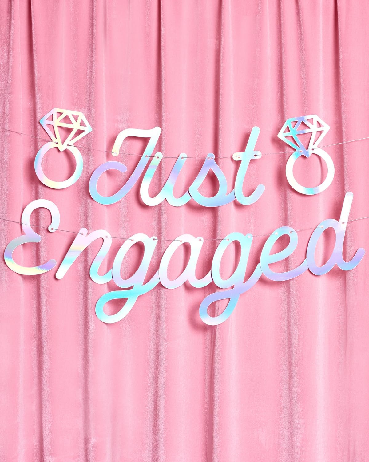 Xo Fetti Just Engaged Iridescent Foil Banner 5 Ft
