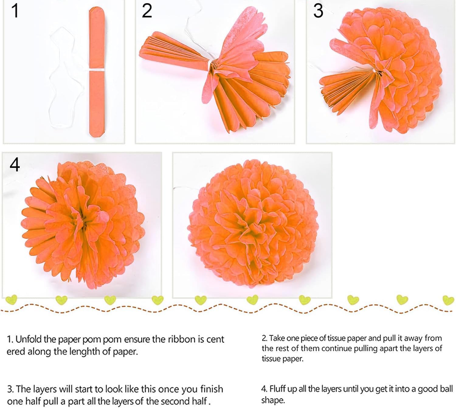 Yellow Red Blue Tissue Pom Poms DIY Decor Kit