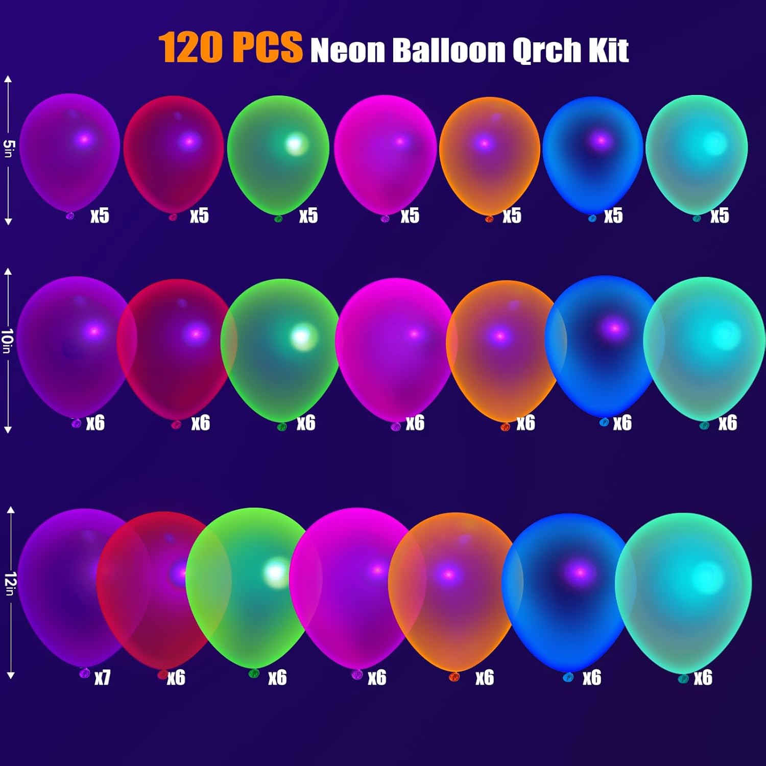 120 Pcs UV Neon Balloons for Party Decorations