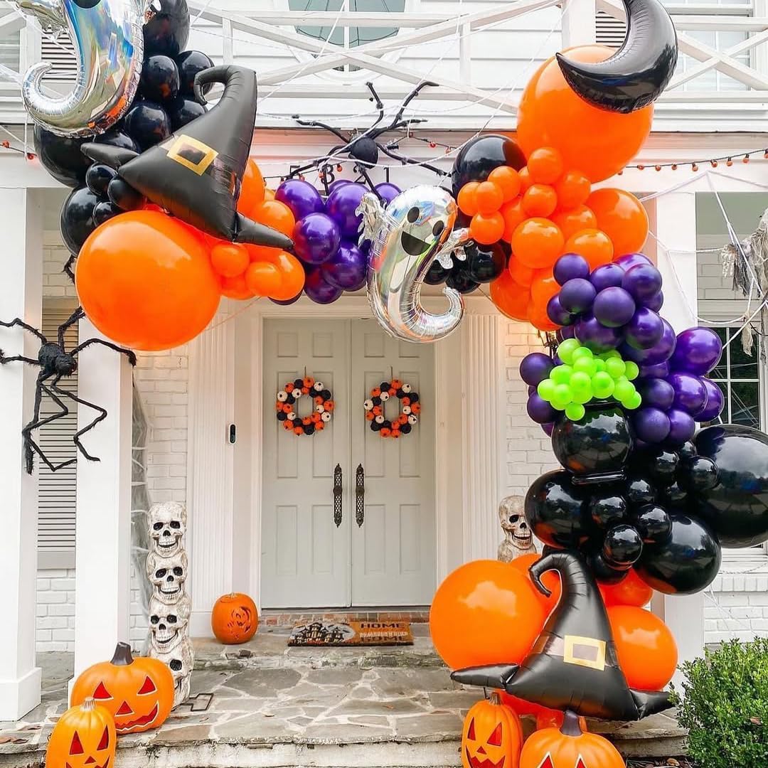 Halloween Balloons Set 50Pcs Black Purple Orange Green 12inch