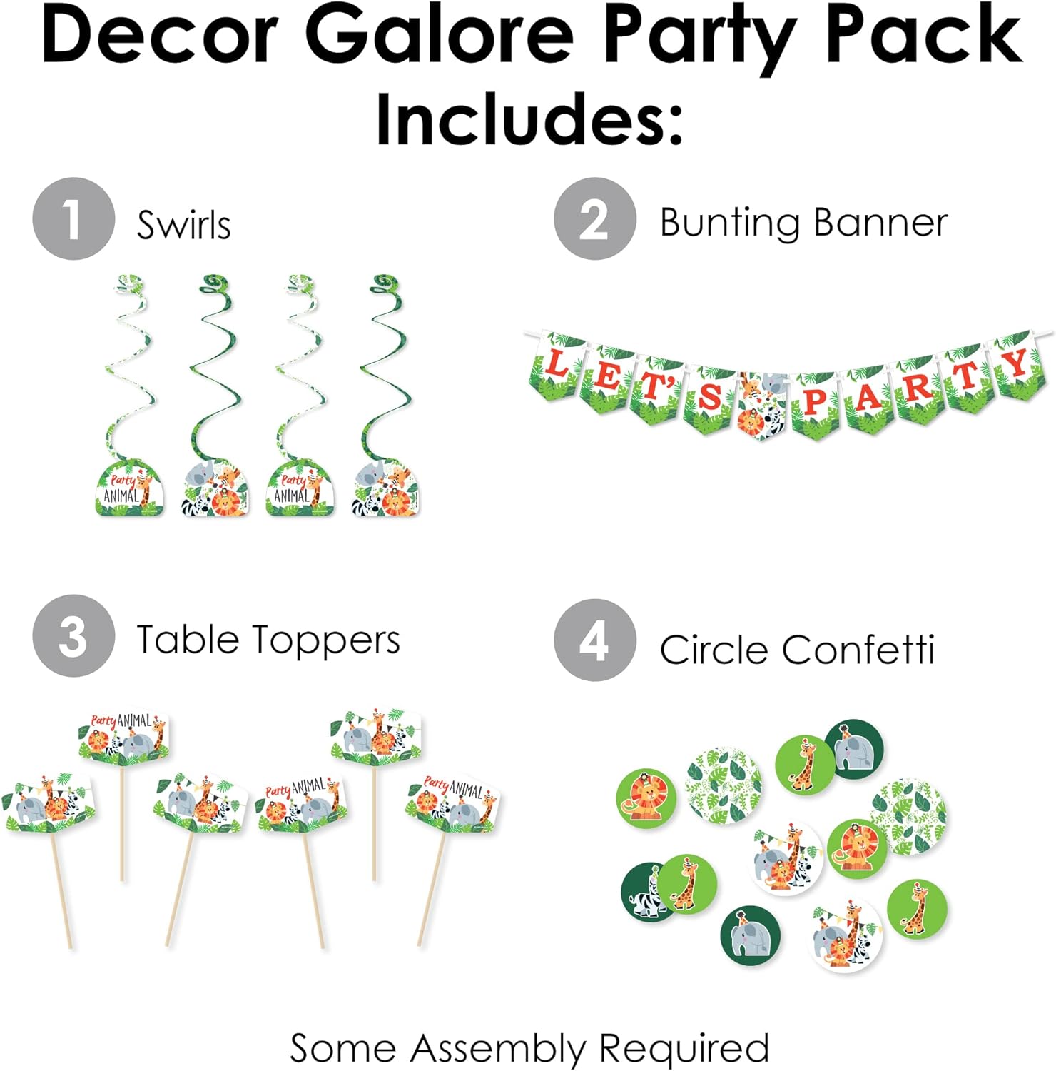 Jungle Party Animals Decor Galore Party Pack - 51 Pieces