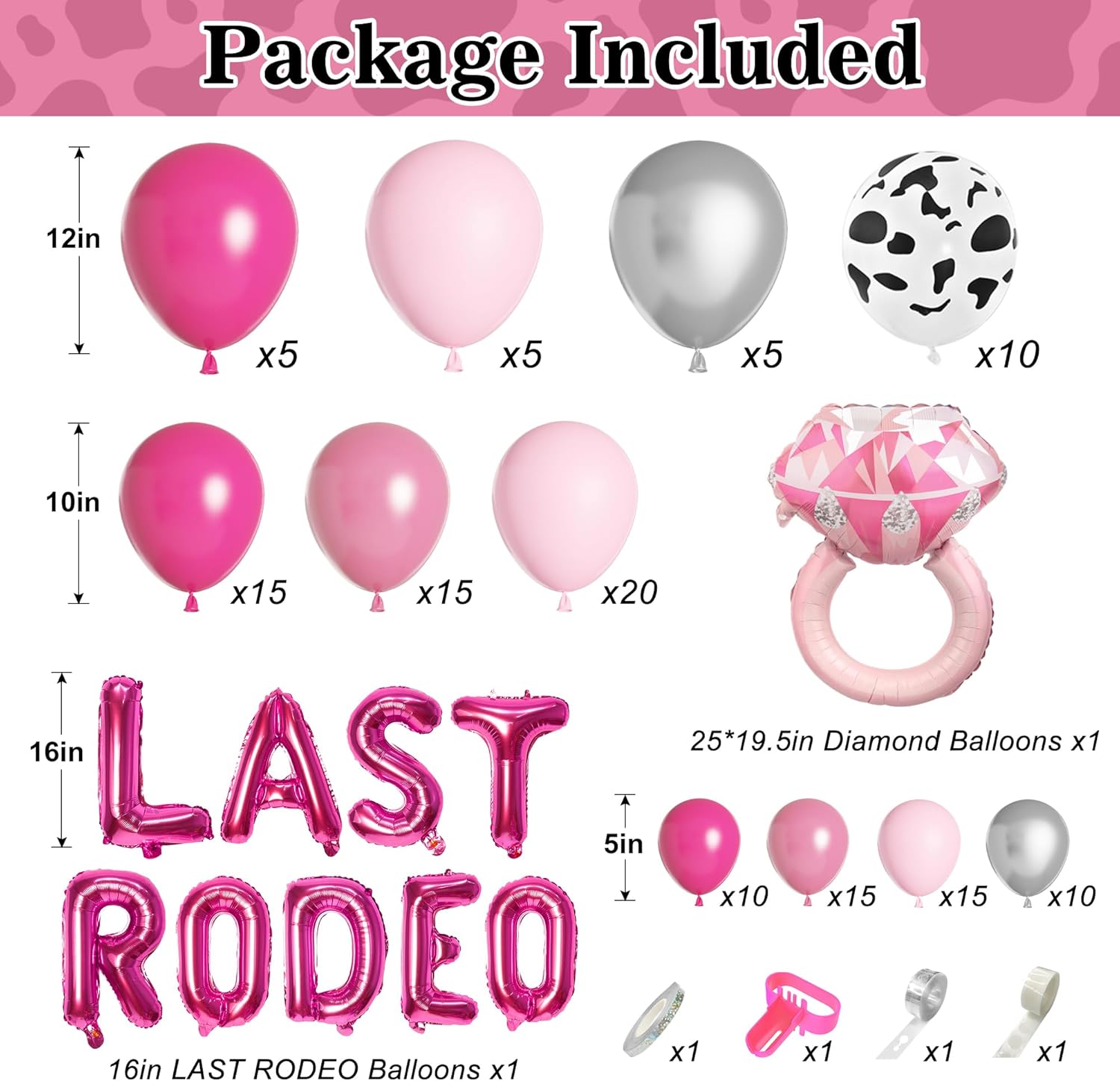 Cowgirl Pink Balloons Arch Garland Kit - 131Pcs Party Decorations