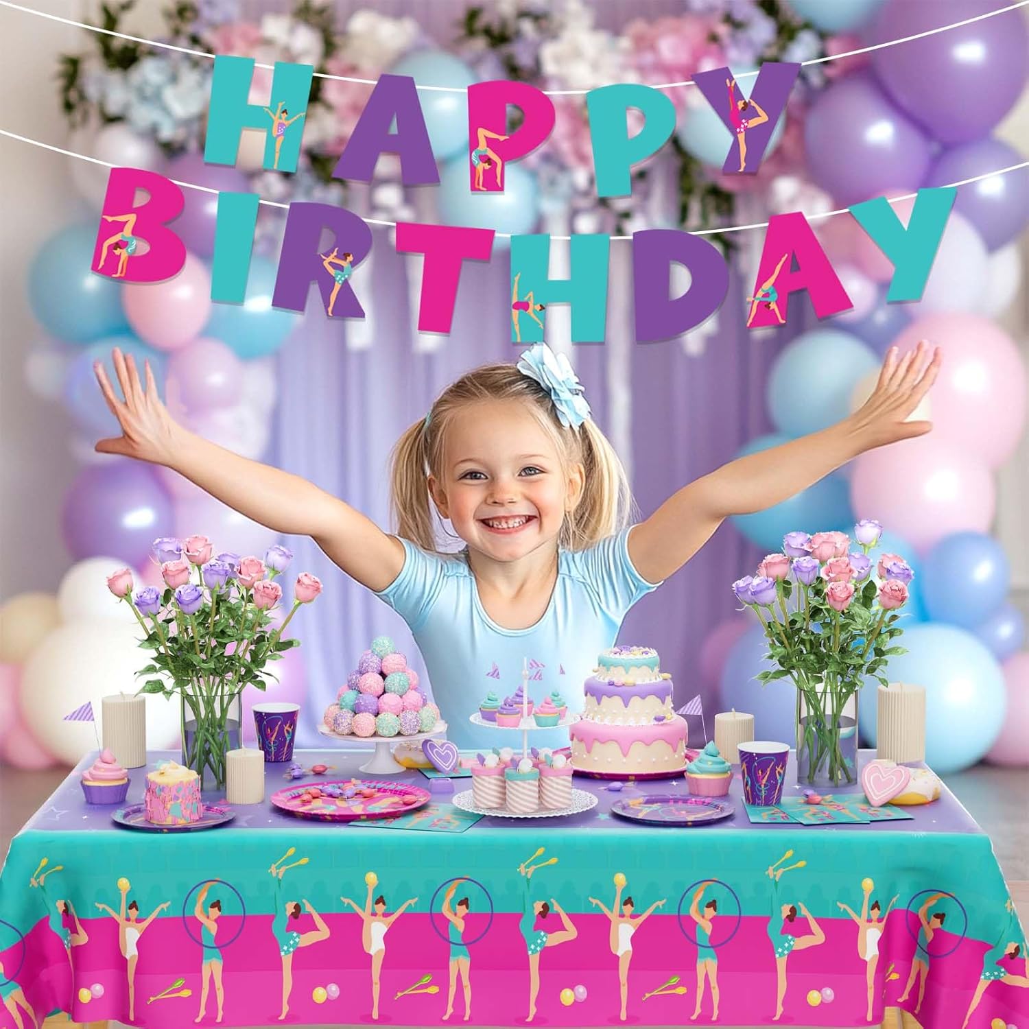 Gymnastics Birthday Party Tableware Set for Kids