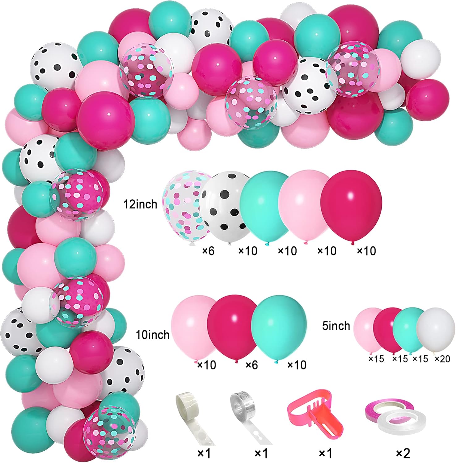 142Pcs Surprise Party Balloons Garland Kit with 5 Tools