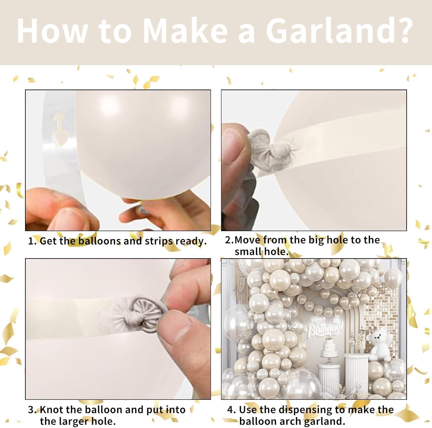 FunHot White Balloons Garland Arch Kit 120Pcs