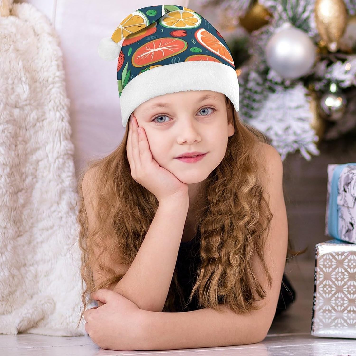 Santa Hat Fruits Pattern Christmas Party Headwear