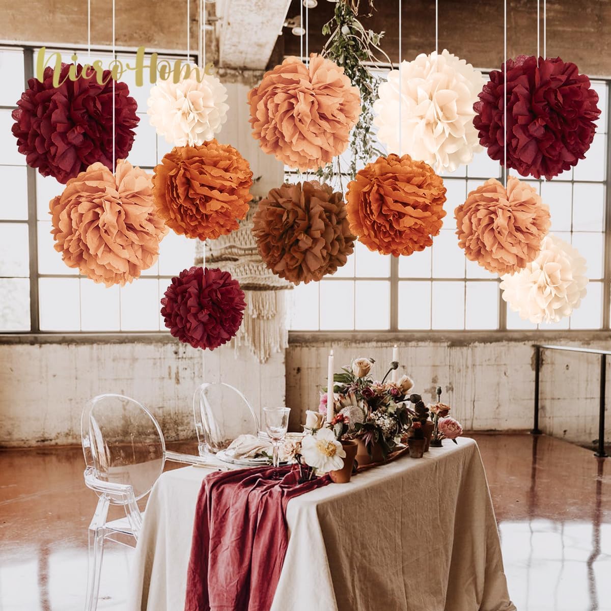 NICROHOME EUR Tissue Paper Pom Poms Wedding Decor Set