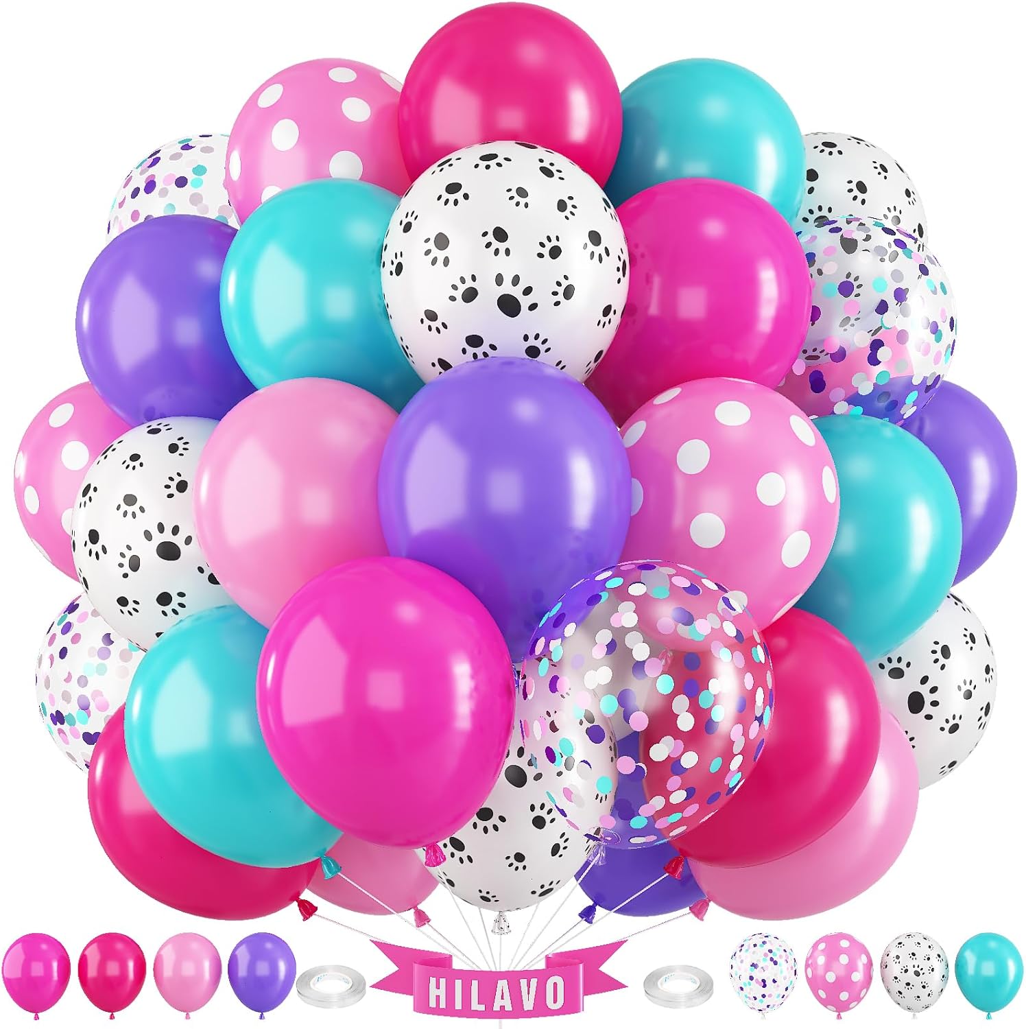 HILAVO Dog Paw Balloons Set of 60 12 Inch