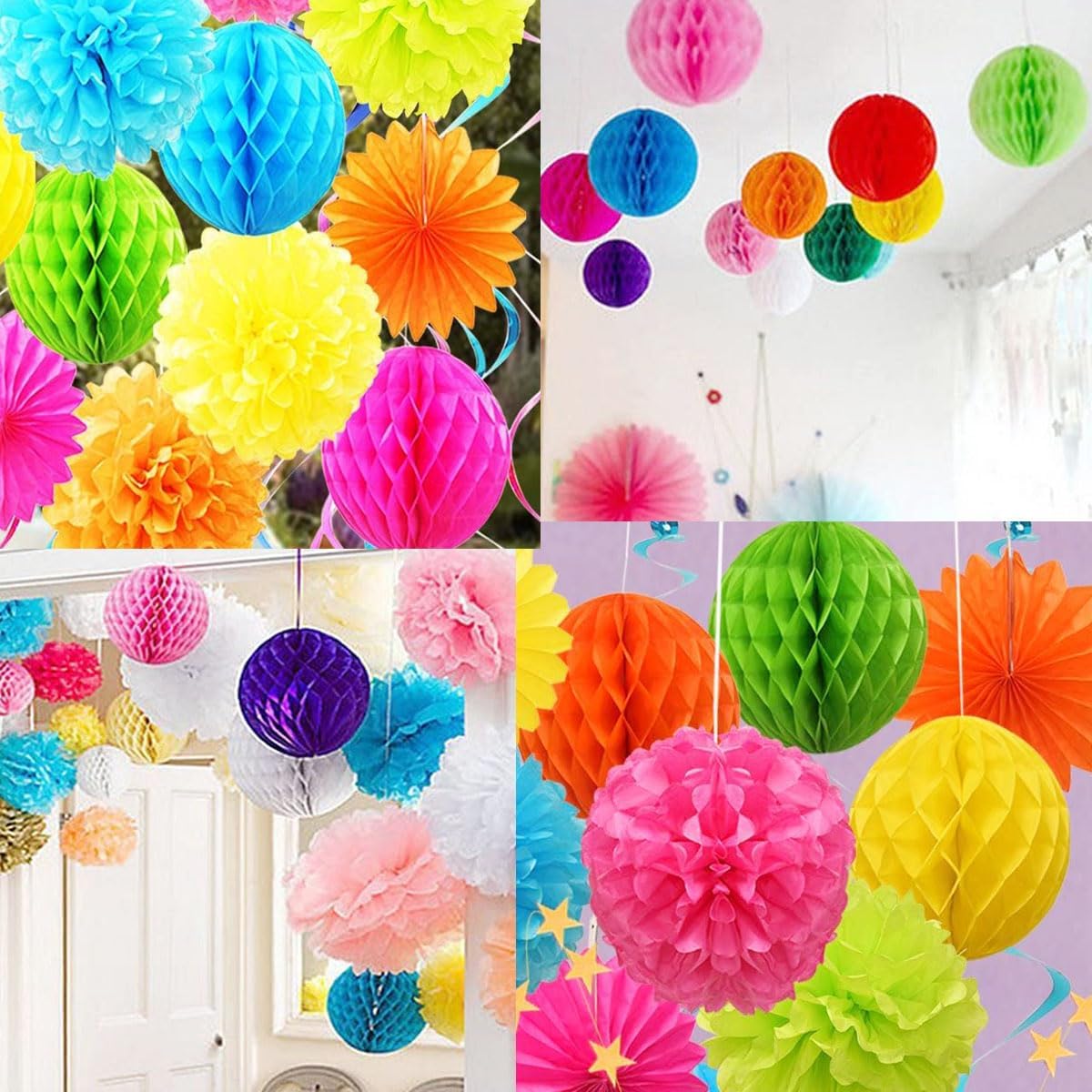 15pcs White Honeycomb Ball Decorations for Parties and Weddings