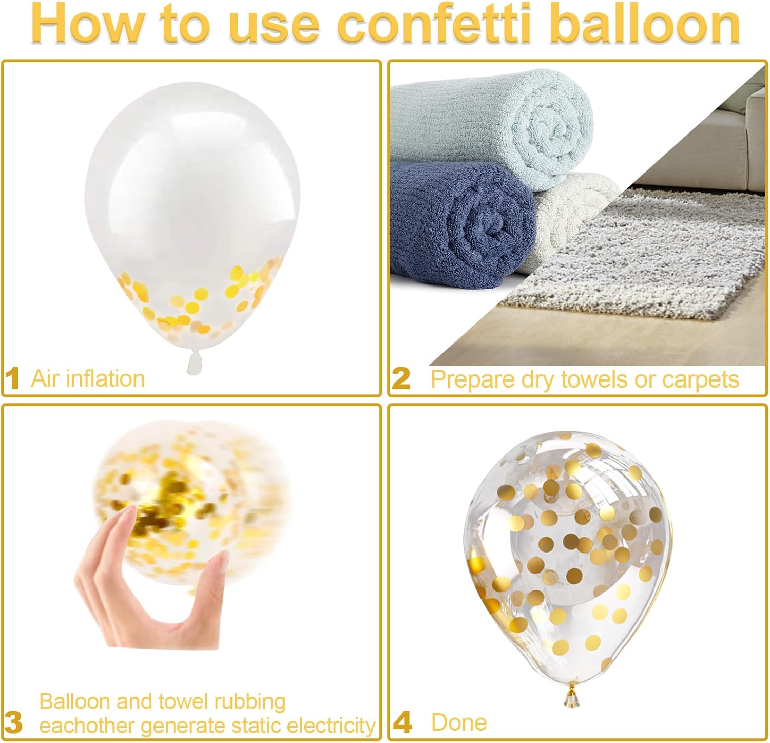 Bezente Black and Gold Confetti Balloons Set 60pcs 12 Inch