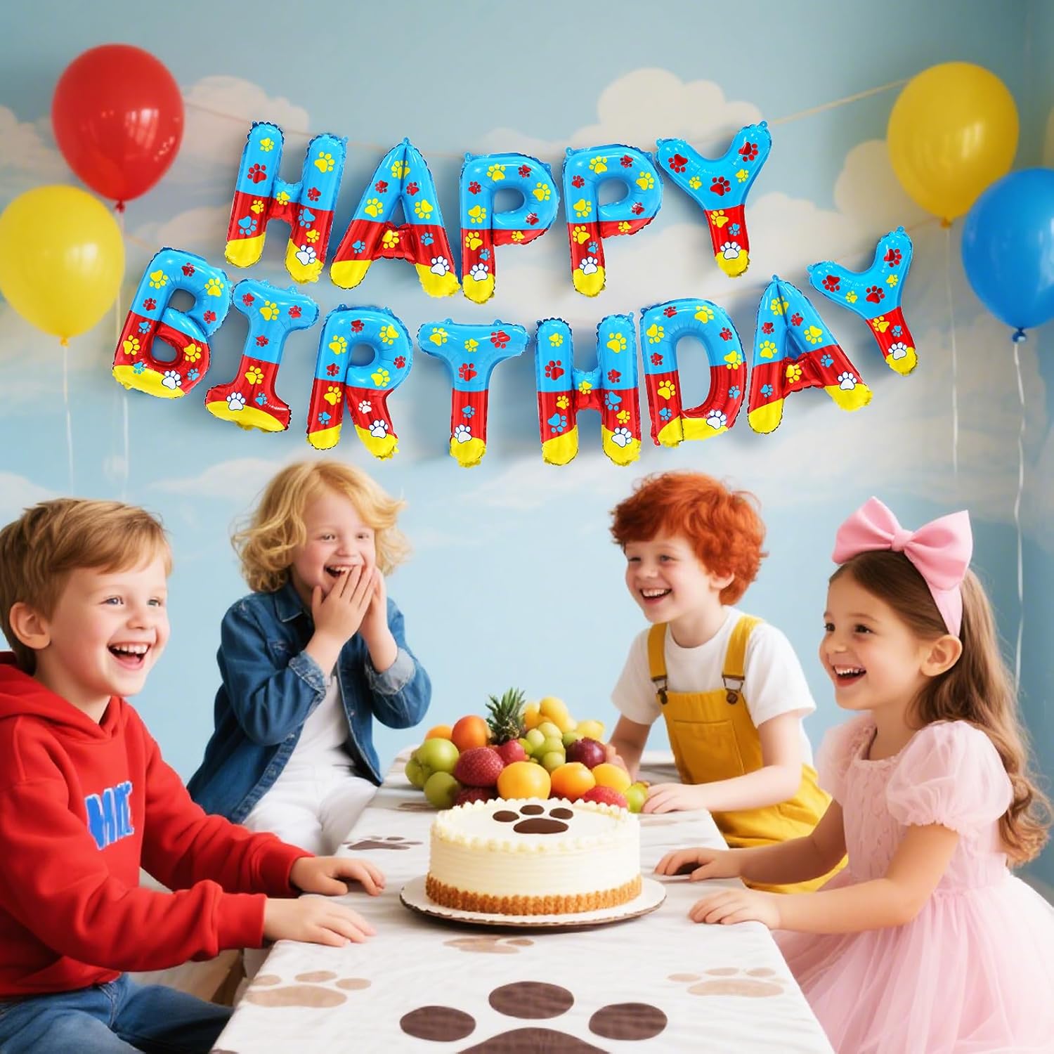 Cartoon Dog Paw Birthday Balloon Decor Banner