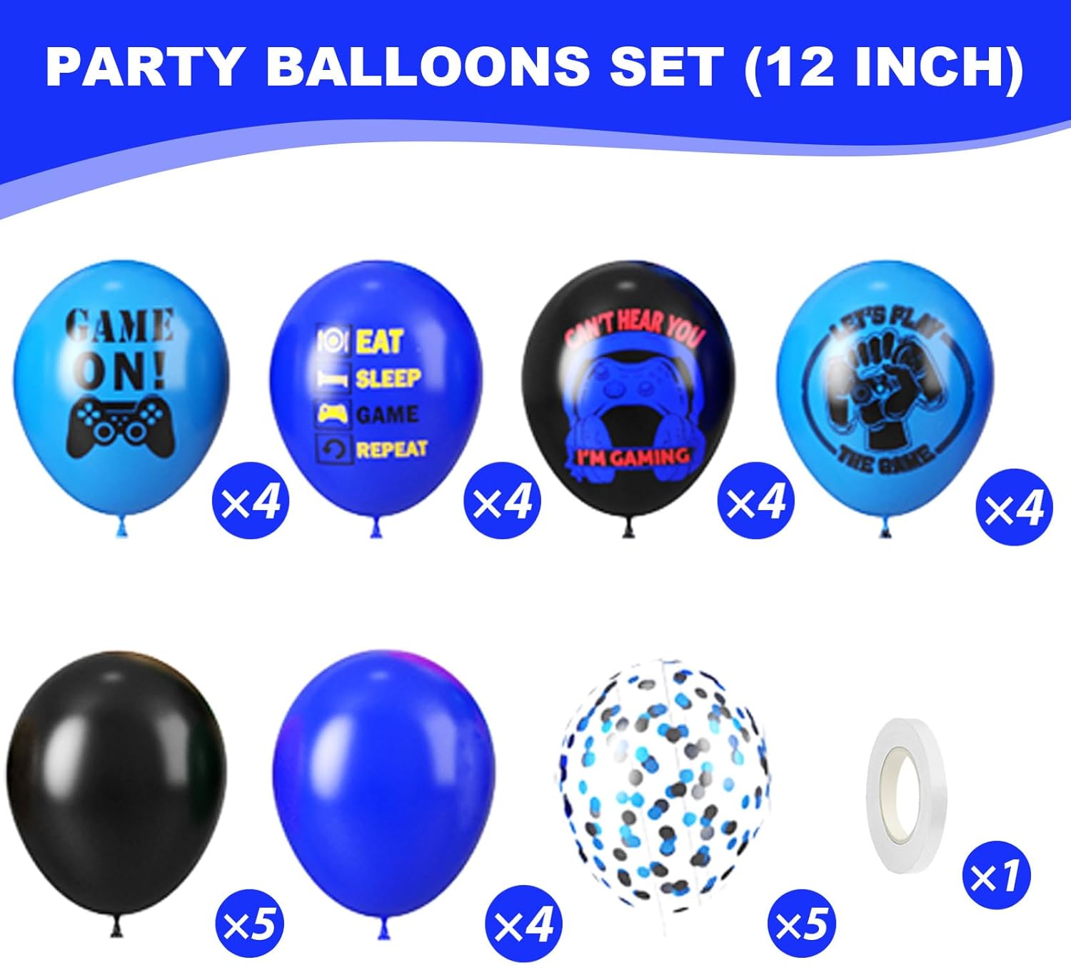 Gaming Party Balloons with Confetti Design