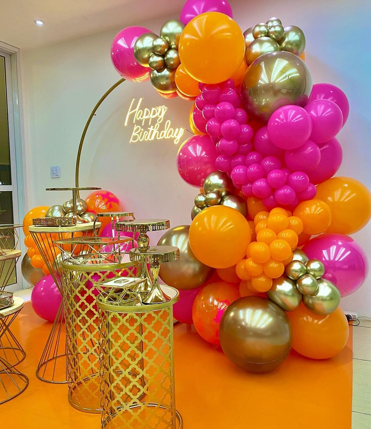 Balloon Garland Kit Burnt Orange Hot Pink Gold Party Decor
