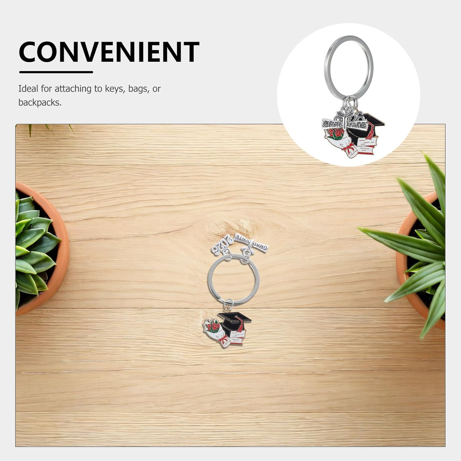 LUOZZY Graduation Keychain Class of 2026 Grad Cap Book Charm