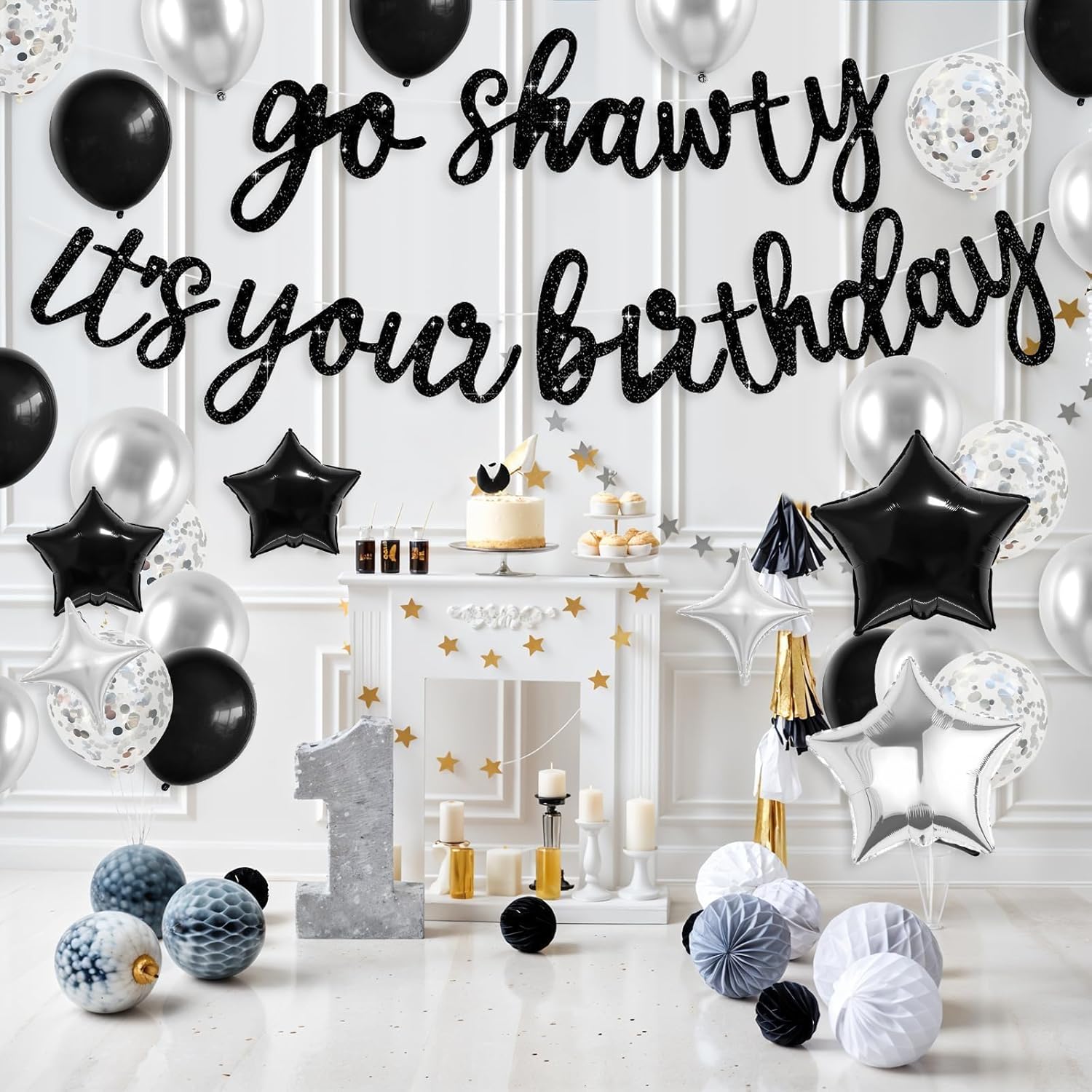 Vibzox Black Go Shawty Birthday Balloons Set