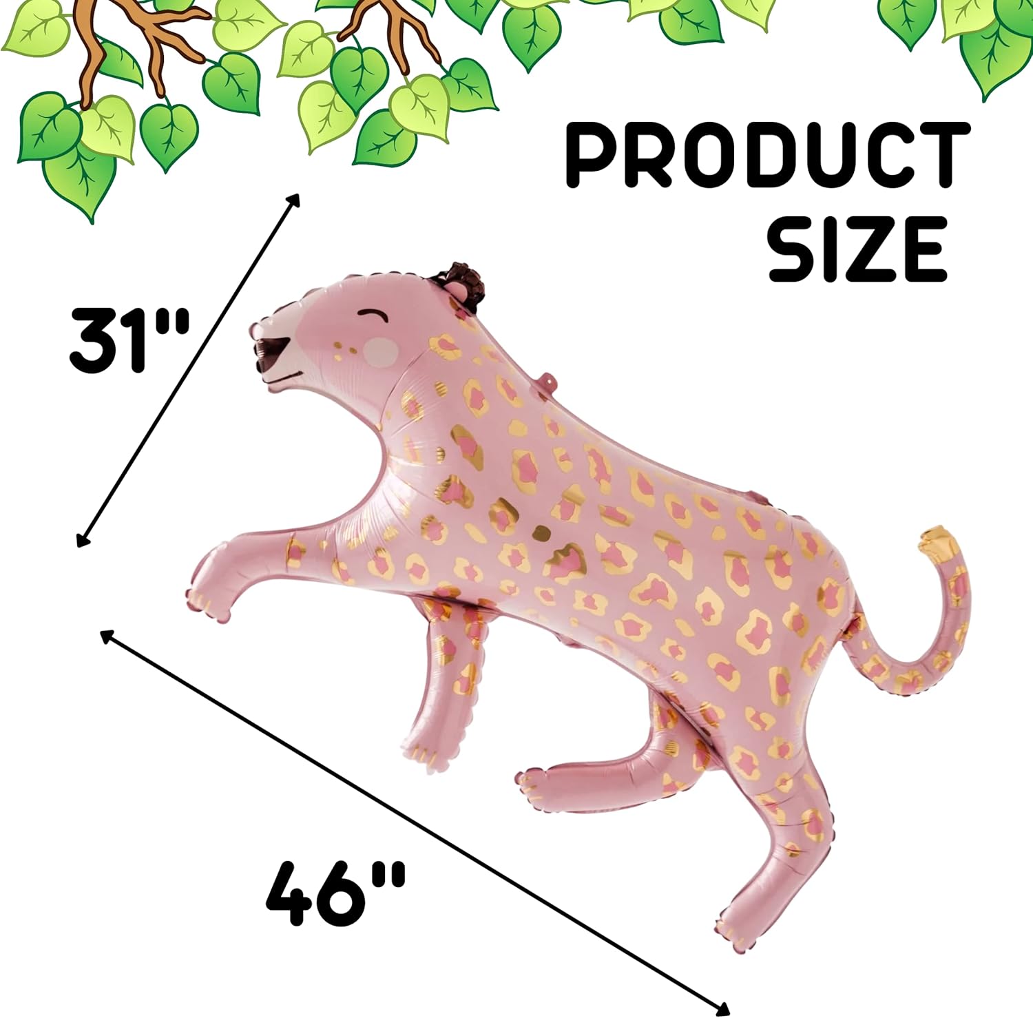 2PCS Pink Leopard Foil Balloons Safari Party Decorations