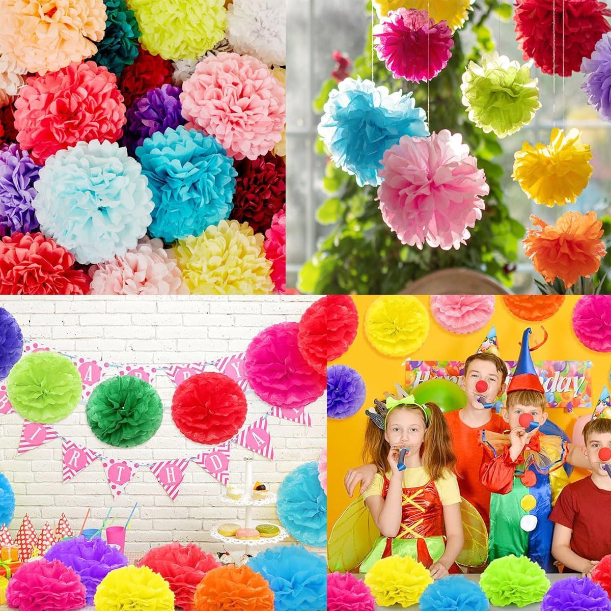 12pcs Pink Tissue Paper Pom Poms DIY Decor Kit