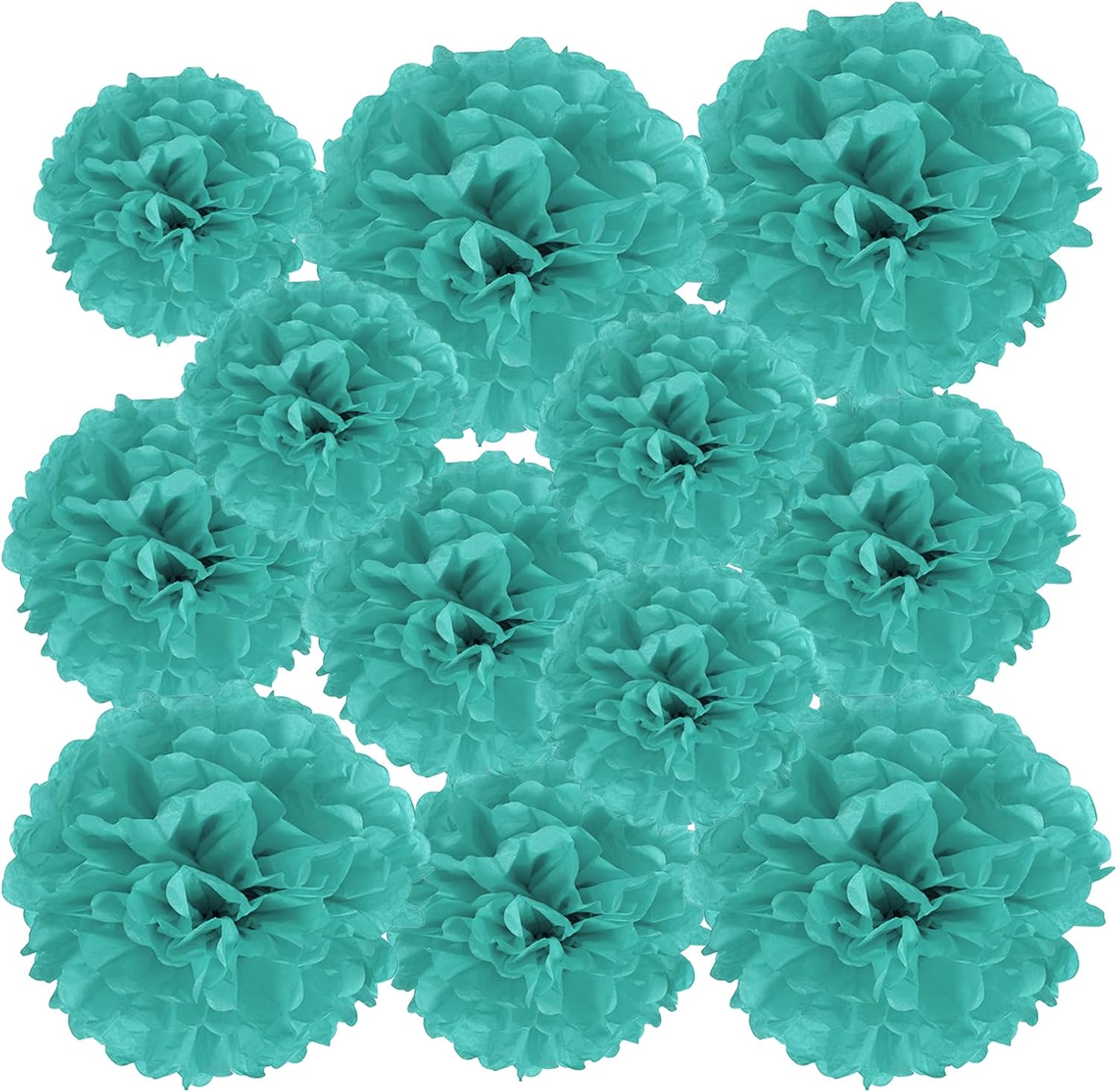 PATIKIL 4 6 8 Inch Turquoise Tissue Pom Poms Flowers 12 Pack
