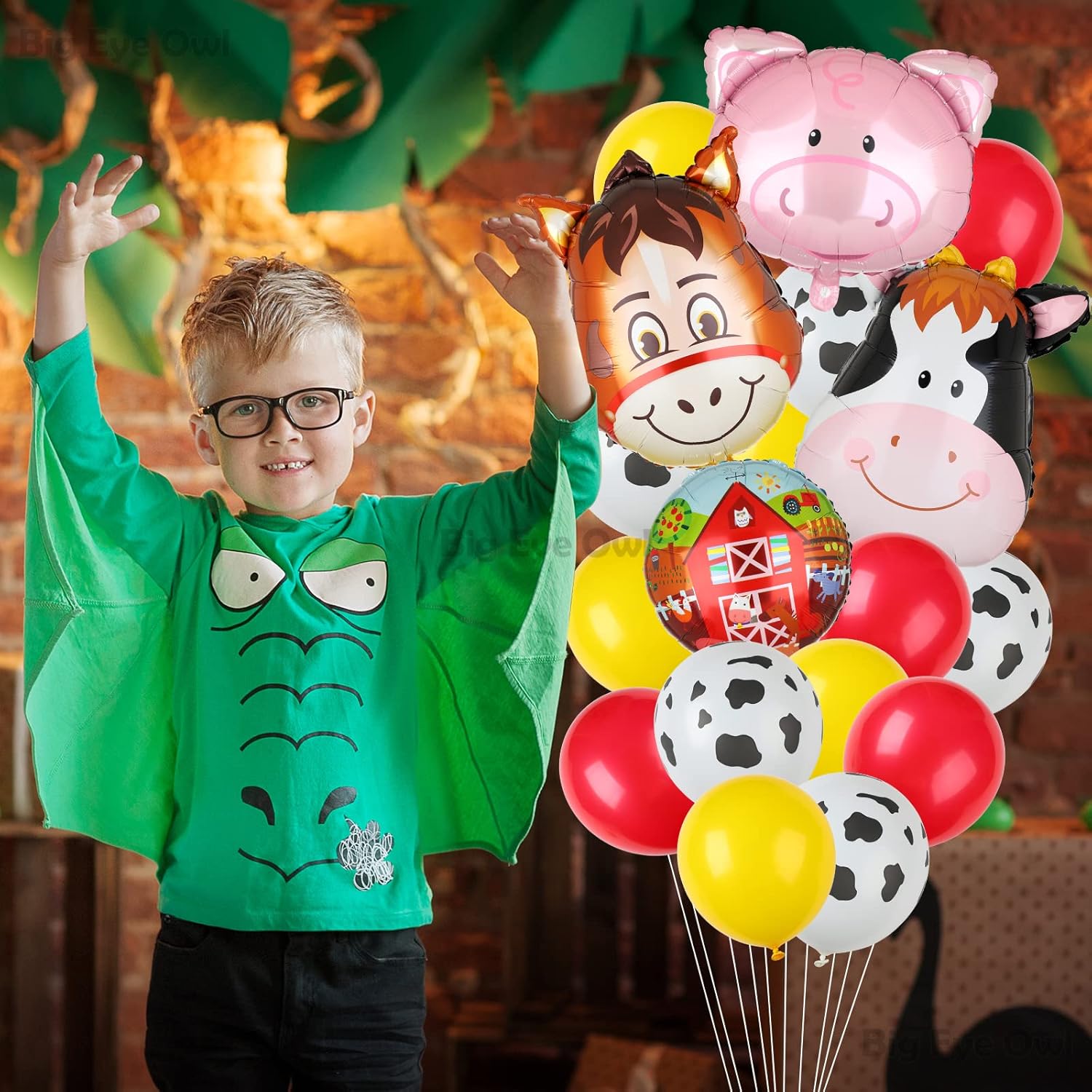 Farm Animal Balloons Set Pig Cow Horse Donkey