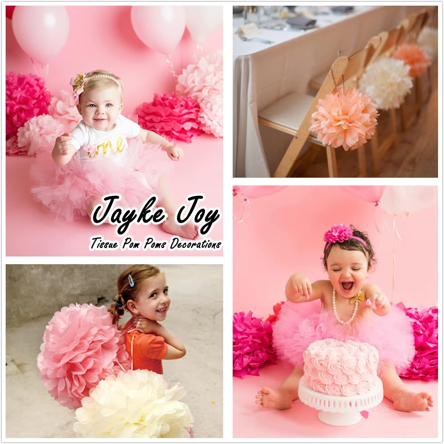 20 Pcs Pink Mix Tissue Pom Poms Party Decor Kit