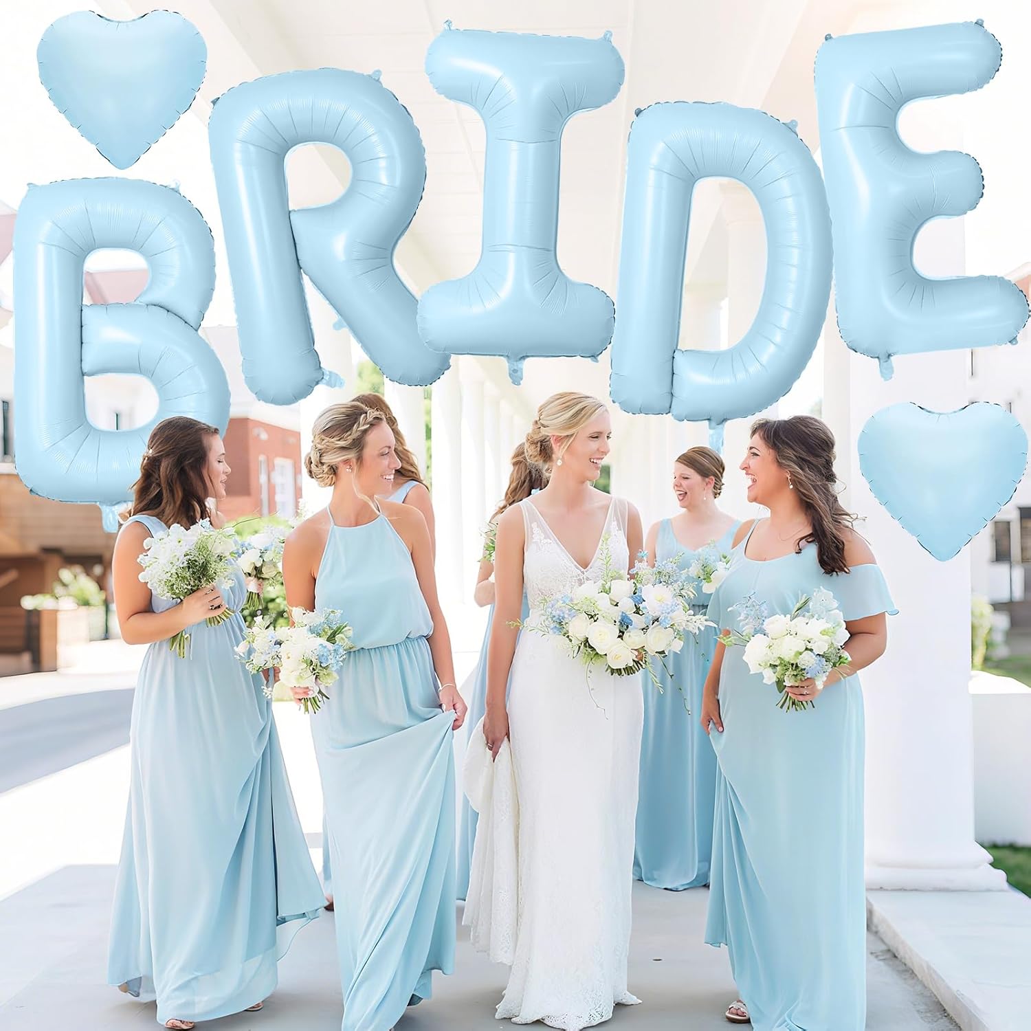 40 Inch Baby Blue BRIDE Letter Balloons Set