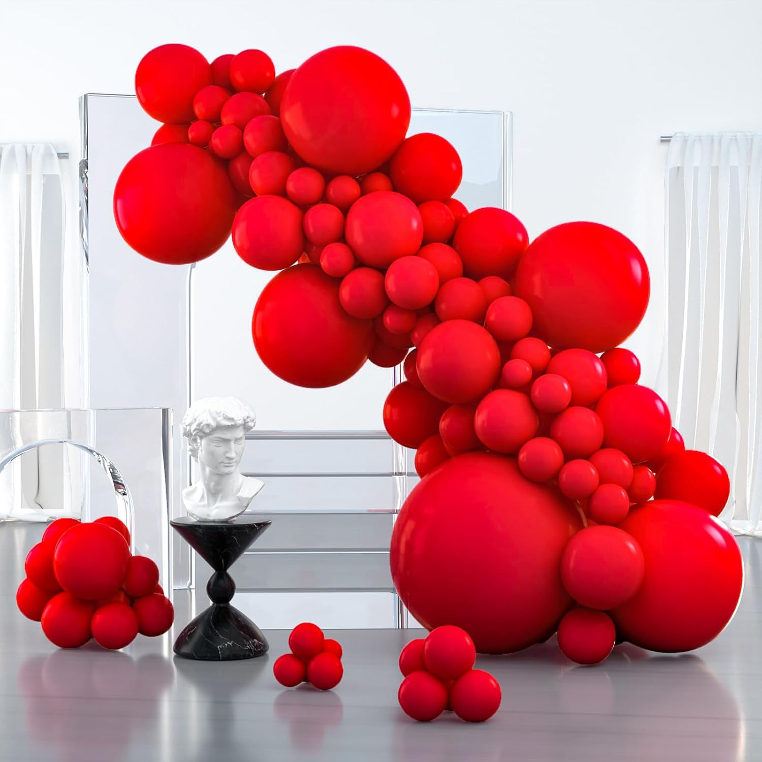 PartyWoo 127 Pcs Red Balloons Matte Latex