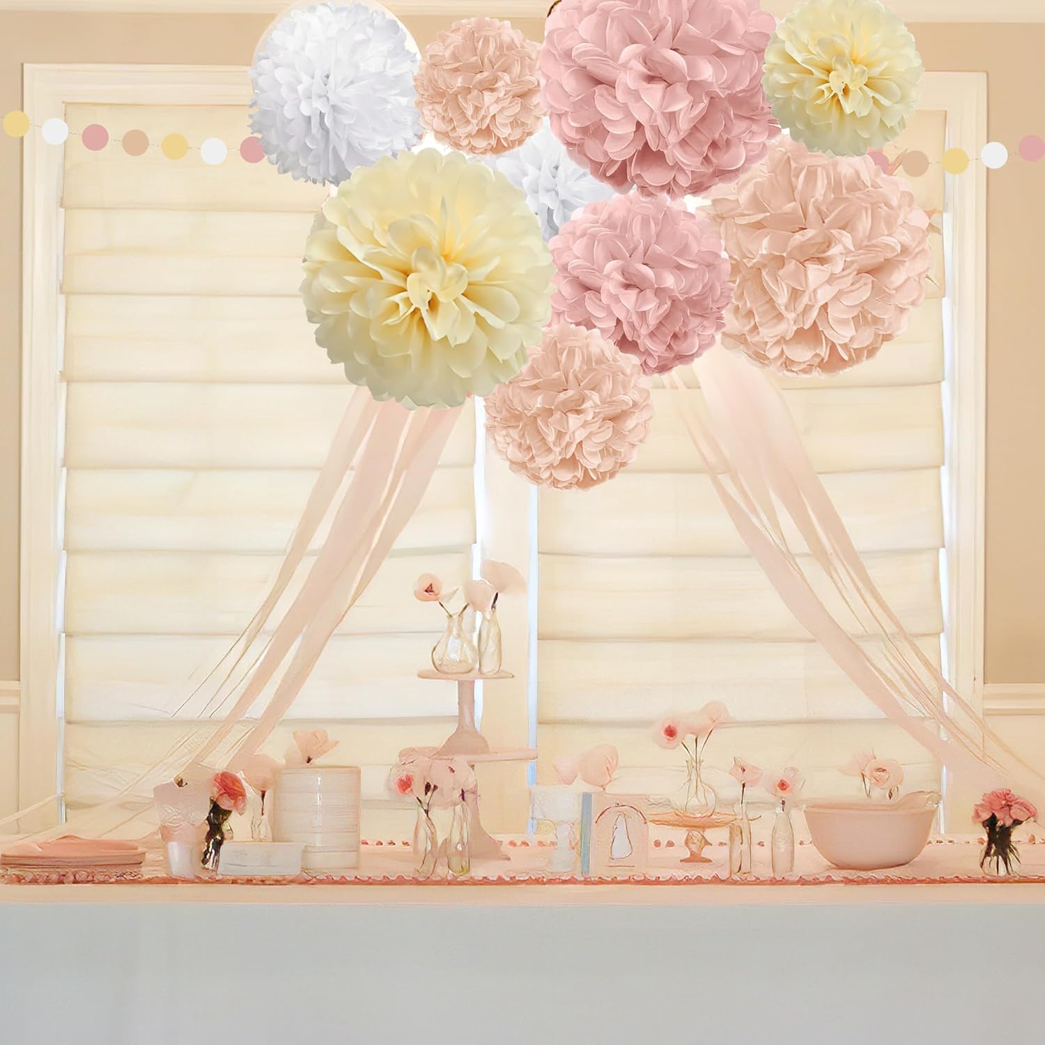 Champagne Tissue Paper Pom Poms 23 PCS Decor Kit