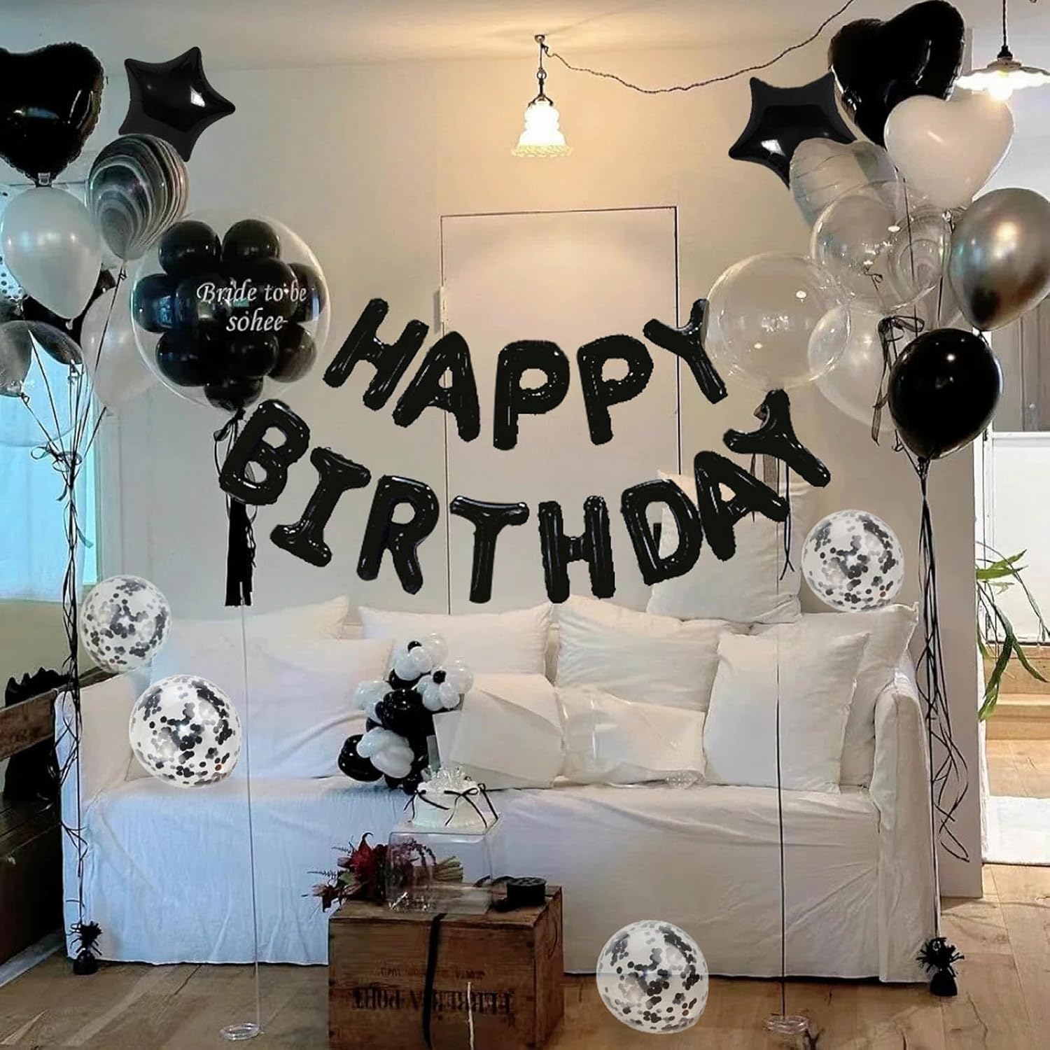 27 Pcs Black Birthday Balloon Decor Kit